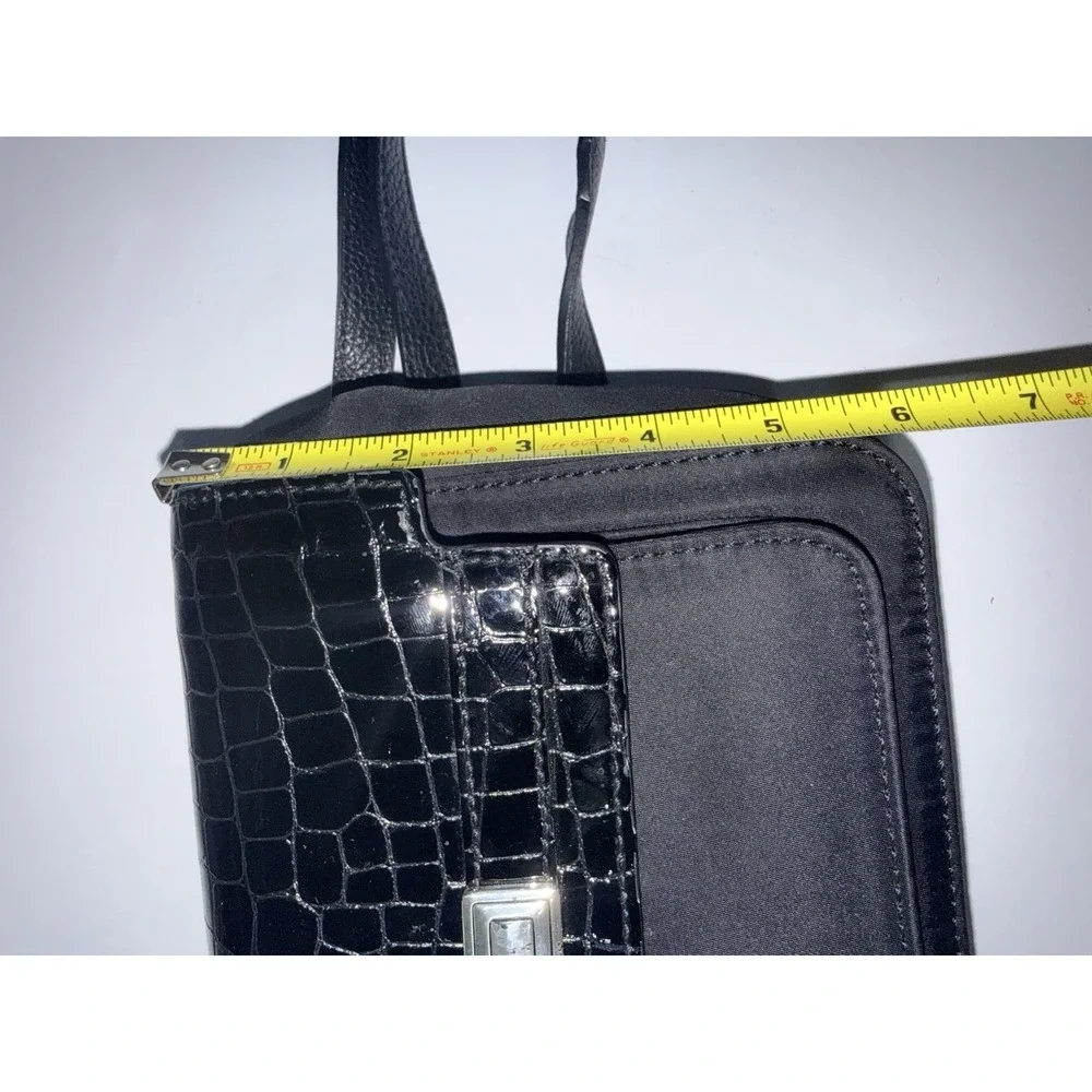 Brighton Mercedes Organizer‎ Shoulder Bag  Black Crossbody Croc Heart Nylon L